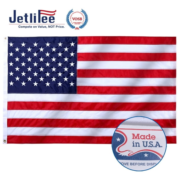 American Brass Flag with Grommet EMBROIDERED FREE ship USA Details about / American 3 x 5 ft